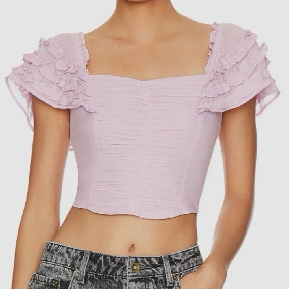 Free People Ruffled Lavender Cotton Women's Top, Size S, NWT